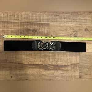 Elegant Vintage-style Black and Gold Women's Stretchy Belt